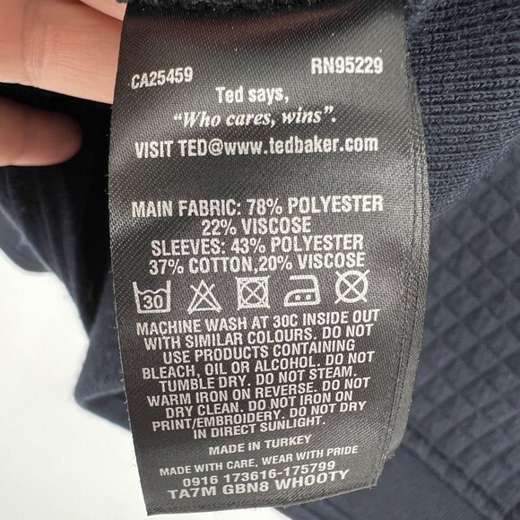 Ted Baker London Whooty Fleece Jacket Full Zip Quilted Navy Blue Size 2X XXL - Picture 12 of 14